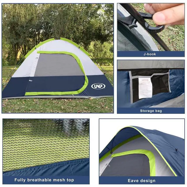 Alt view image 4 of 7 - Camping Tent 2-4 Person, Waterproof Windproof Tent with Rainfly Easy Set up-Portable Dome Tents for Camping