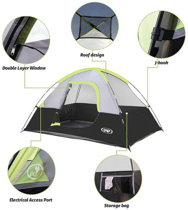 Alt view image 5 of 7 - Camping Tent 2-4 Person, Waterproof Windproof Tent with Rainfly Easy Set up-Portable Dome Tents for Camping