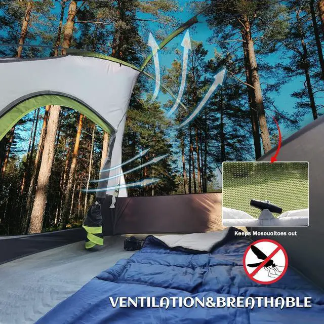 Alt view image 4 of 7 - Camping Tent 2-4 Person, Waterproof Windproof Tent with Rainfly Easy Set up-Portable Dome Tents for Camping