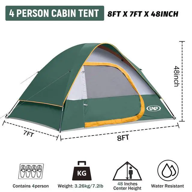 Alt view image 3 of 7 - Camping Tent 2-4 Person, Waterproof Windproof Tent with Rainfly Easy Set up-Portable Dome Tents for Camping