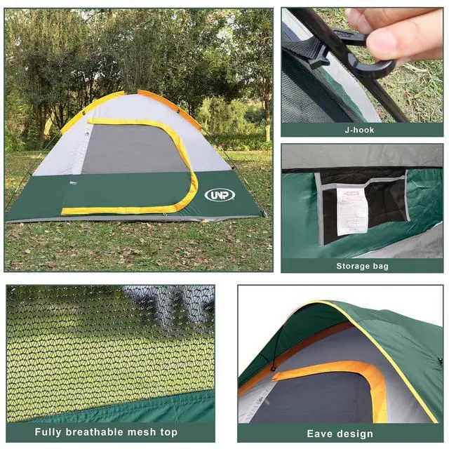 Alt view image 4 of 7 - Camping Tent 2-4 Person, Waterproof Windproof Tent with Rainfly Easy Set up-Portable Dome Tents for Camping