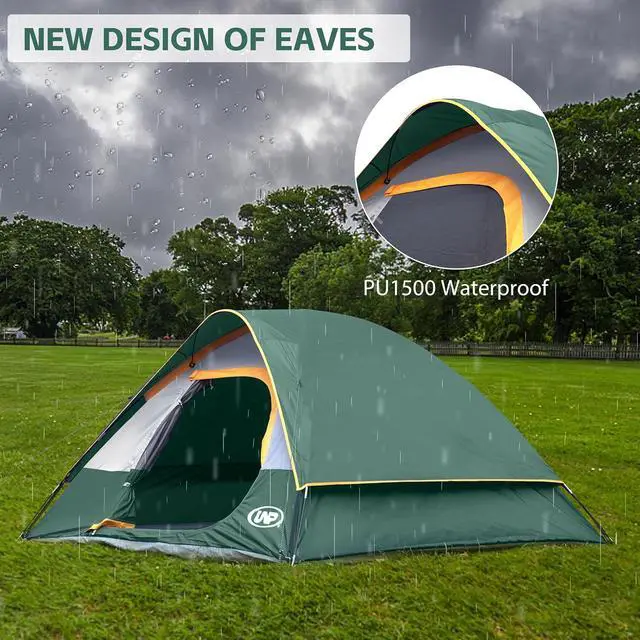 Alt view image 6 of 7 - Camping Tent 2-4 Person, Waterproof Windproof Tent with Rainfly Easy Set up-Portable Dome Tents for Camping