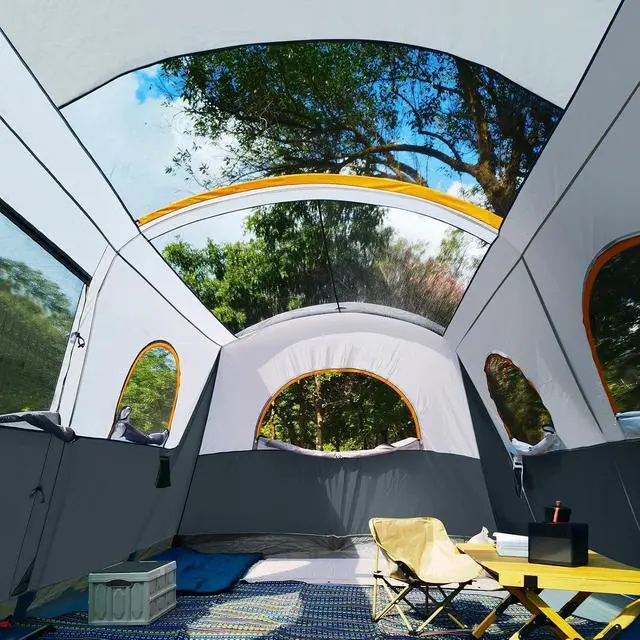 Alt view image 5 of 7 - Camping Tent 8 Person Waterproof Big Tunnel Tent with Screen Porch,Family Outdoor Large Tents for Camping 20' x 9' x 80in(H)