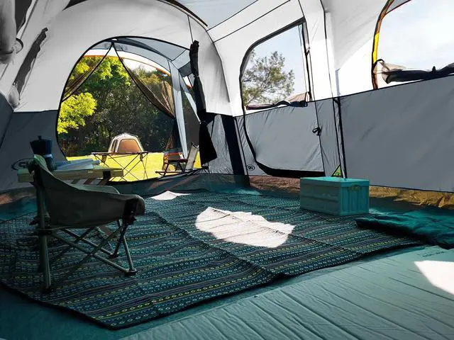 Alt view image 6 of 7 - Camping Tent 8 Person Waterproof Big Tunnel Tent with Screen Porch,Family Outdoor Large Tents for Camping 20' x 9' x 80in(H)