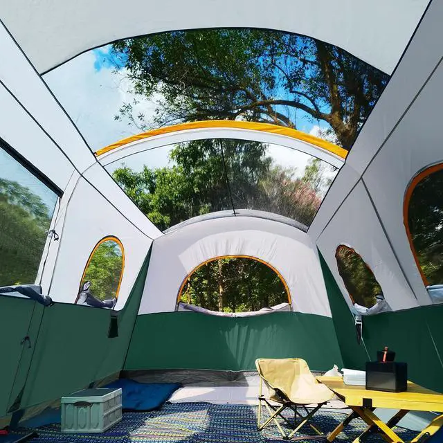 Alt view image 5 of 7 - Camping Tent 8 Person Waterproof Big Tunnel Tent with Screen Porch,Family Outdoor Large Tents for Camping 20' x 9' x 80in(H)