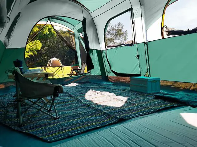 Alt view image 6 of 7 - Camping Tent 8 Person Waterproof Big Tunnel Tent with Screen Porch,Family Outdoor Large Tents for Camping 20' x 9' x 80in(H)