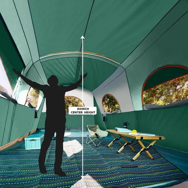 Alt view image 7 of 7 - Camping Tent 8 Person Waterproof Big Tunnel Tent with Screen Porch,Family Outdoor Large Tents for Camping 20' x 9' x 80in(H)