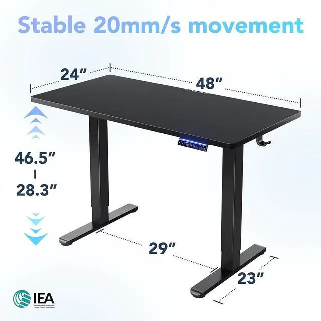 Alt view image 2 of 7 - One-Piece AI-Powered Electric Standing Desk, Smart APP, Work with Alexa & Google, Adjustable Height, 3 Memory Settings, Sedentary Reminder, Ergonomic Sit-Stand Desk, 48-inch, Black