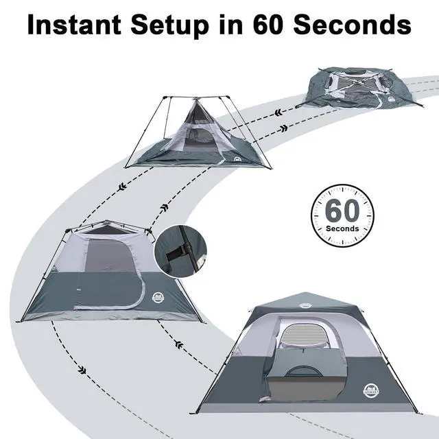 Alt view image 3 of 7 - Instant Tents for Camping 6 Person Tent Waterproof Easy Setup Sets Up Backpacking Tents with Carry Bag for Outdoor Hiking