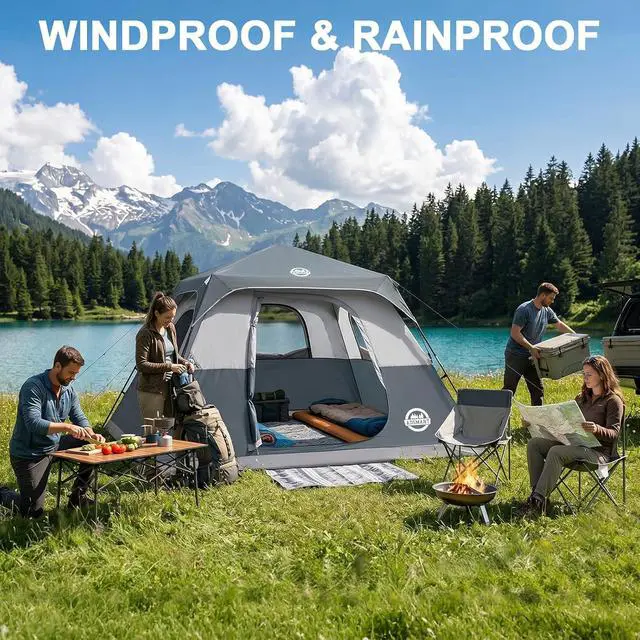 Alt view image 5 of 7 - Instant Tents for Camping 6 Person Tent Waterproof Easy Setup Sets Up Backpacking Tents with Carry Bag for Outdoor Hiking