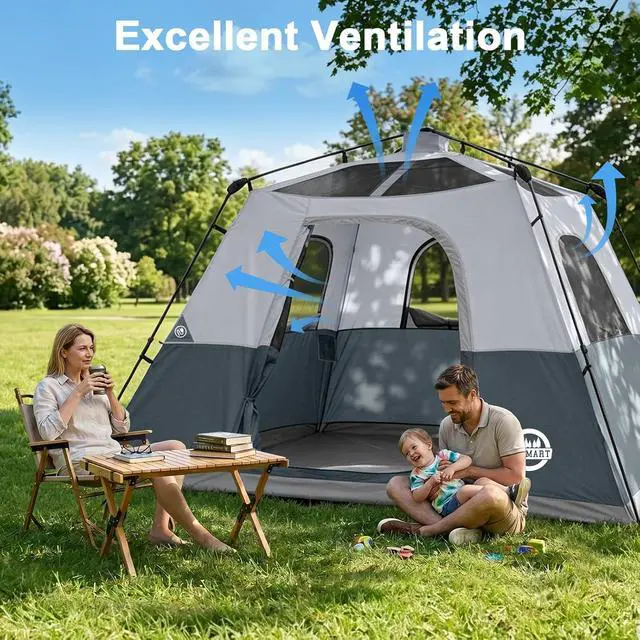Alt view image 7 of 7 - Instant Tents for Camping 6 Person Tent Waterproof Easy Setup Sets Up Backpacking Tents with Carry Bag for Outdoor Hiking