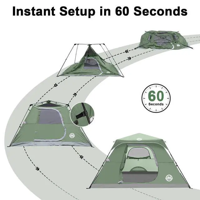 Alt view image 3 of 7 - Instant Tents for Camping 6 Person Tent Waterproof Easy Setup Sets Up Backpacking Tents with Carry Bag for Outdoor Hiking