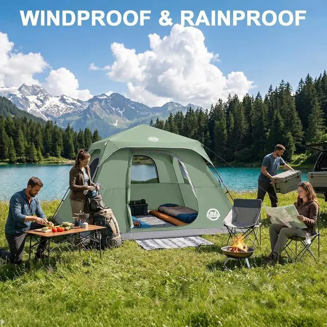 Alt view image 5 of 7 - Instant Tents for Camping 6 Person Tent Waterproof Easy Setup Sets Up Backpacking Tents with Carry Bag for Outdoor Hiking