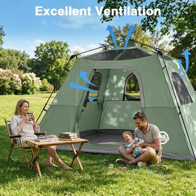 Alt view image 7 of 7 - Instant Tents for Camping 6 Person Tent Waterproof Easy Setup Sets Up Backpacking Tents with Carry Bag for Outdoor Hiking