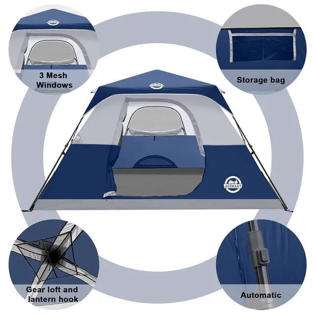 Alt view image 4 of 7 - Instant Tents for Camping 6 Person Tent Waterproof Easy Setup Sets Up Backpacking Tents with Carry Bag for Outdoor Hiking