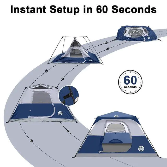 Alt view image 3 of 7 - Instant Tents for Camping 6 Person Tent Waterproof Easy Setup Sets Up Backpacking Tents with Carry Bag for Outdoor Hiking