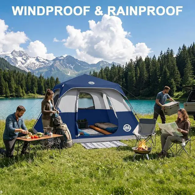 Alt view image 5 of 7 - Instant Tents for Camping 6 Person Tent Waterproof Easy Setup Sets Up Backpacking Tents with Carry Bag for Outdoor Hiking