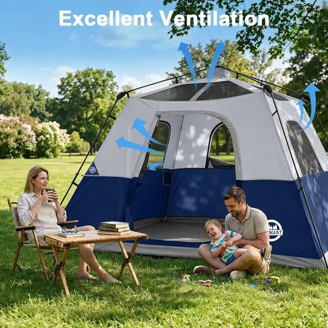 Alt view image 7 of 7 - Instant Tents for Camping 6 Person Tent Waterproof Easy Setup Sets Up Backpacking Tents with Carry Bag for Outdoor Hiking