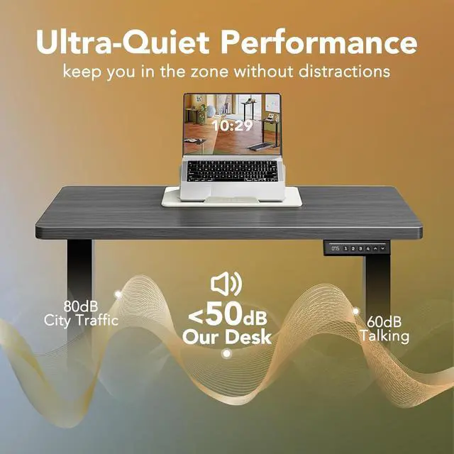 Alt view image 7 of 7 - Electric Standing Desk, 71" x 30" Height Adjustable Desk, 4 Memory Height Settings, Sit to Stand Up Desk for Home Office, with Headphone Hook, Cable Manager, Walnut
