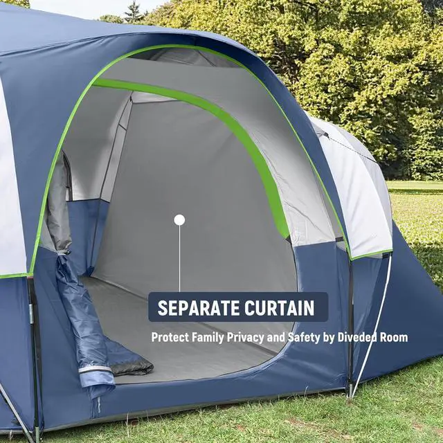 Alt view image 3 of 7 - 10 Person Camping Tent - Portable Easy Set Up Family Tent for Camp, Windproof Fabric Dome Tent Outdoor for Hiking, Backpacking, Traveling-14'x11'x74in(H)