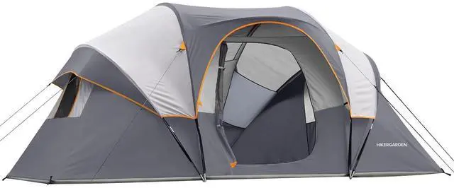 Main image of 10 Person Camping Tent - Portable Easy Set Up Family Tent for Camp, Windproof Fabric Dome Tent Outdoor for Hiking, Backpacking, Traveling-14'x11'x74in(H)