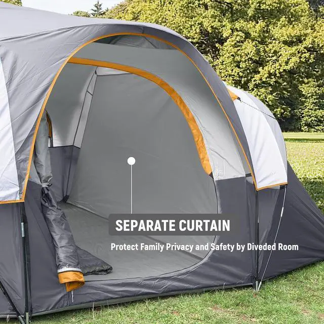 Alt view image 3 of 7 - 10 Person Camping Tent - Portable Easy Set Up Family Tent for Camp, Windproof Fabric Dome Tent Outdoor for Hiking, Backpacking, Traveling-14'x11'x74in(H)