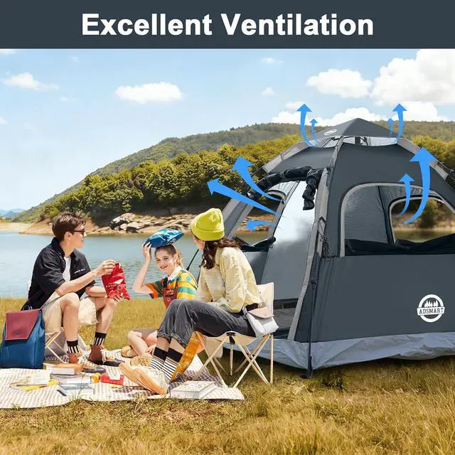 Alt view image 6 of 7 - Instant Tents for Camping 2/3/4/5 Person Tent Waterproof Easy Setup Sets Up Backpacking Tents with Carry Bag for Outdoor Hiking