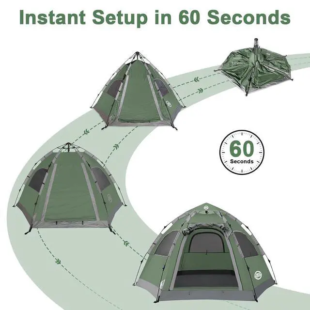 Alt view image 4 of 7 - Instant Tents for Camping 2/3/4/5 Person Tent Waterproof Easy Setup Sets Up Backpacking Tents with Carry Bag for Outdoor Hiking