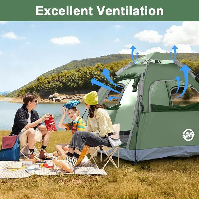 Alt view image 6 of 7 - Instant Tents for Camping 2/3/4/5 Person Tent Waterproof Easy Setup Sets Up Backpacking Tents with Carry Bag for Outdoor Hiking