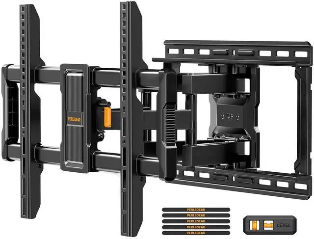 Main image of UL-Listed Full Motion TV Wall Mount for 4297 Inch Flat Curved TVs up to 132 lbs, 12/16 Wood Studs, TV Mount Bracket with Tool-Free Tilt, Swivel, Extension, Max VESA 600 x 400mm, PGLF15