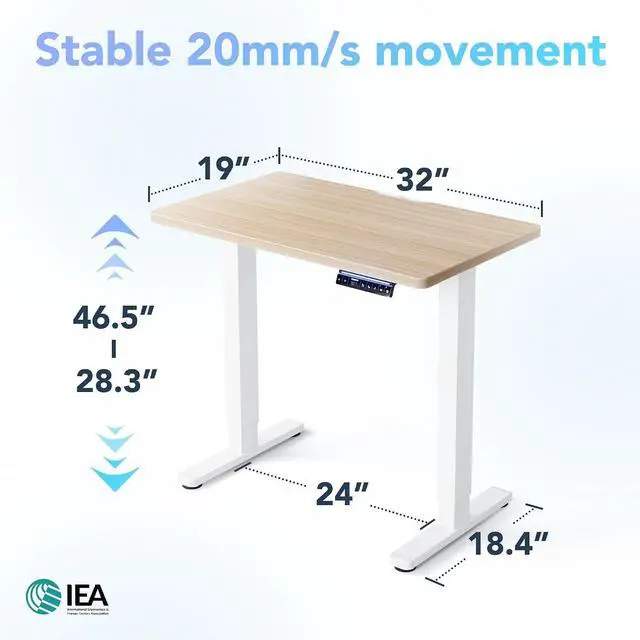 Alt view image 2 of 7 - One-Piece AI-Powered Electric Standing Desk, Smart APP, Work with Alexa & Google, Adjustable Height, 3 Memory Settings, Sedentary Reminder, Ergonomic Sit-Stand Desk, 32-inch, Light Walnut