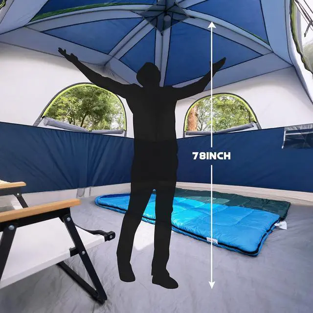 Alt view image 3 of 7 - Tents 6 Person Waterproof Windproof Easy Setup,Double Layer Family Camping Tent with 1 Mesh Door & 5 Large Mesh Windows -10'X9'X78in(H)