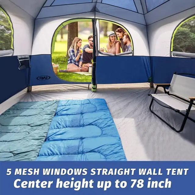 Alt view image 7 of 7 - Tents 6 Person Waterproof Windproof Easy Setup,Double Layer Family Camping Tent with 1 Mesh Door & 5 Large Mesh Windows -10'X9'X78in(H)