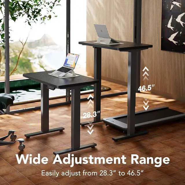 Alt view image 4 of 7 - Electric Standing Desk,40" x 24" Height Adjustable Desk, 4 Memory Height Settings, Sit to Stand Up Desk for Home Office, with Headphone Hook, Cable Manager, Carbon Fiber Black