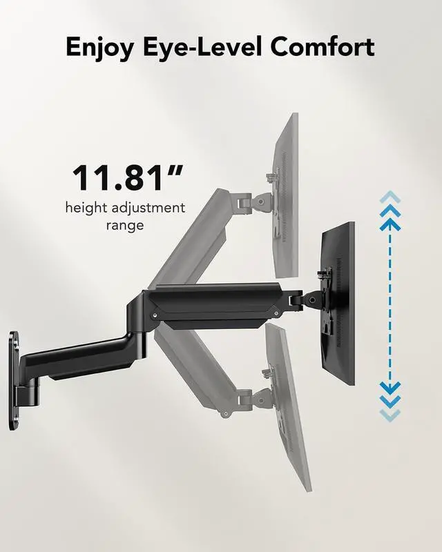 Alt view image 6 of 7 - Computer Monitor Wall Mount for 22"-35" Screens, Gaming Wall Mount Monitor Arm Holds up to 26.4lbs, Vesa Mount with Tilt, Swivel, Rotation, Supports 75x75mm, 100x100mm, 200x200mm, Black