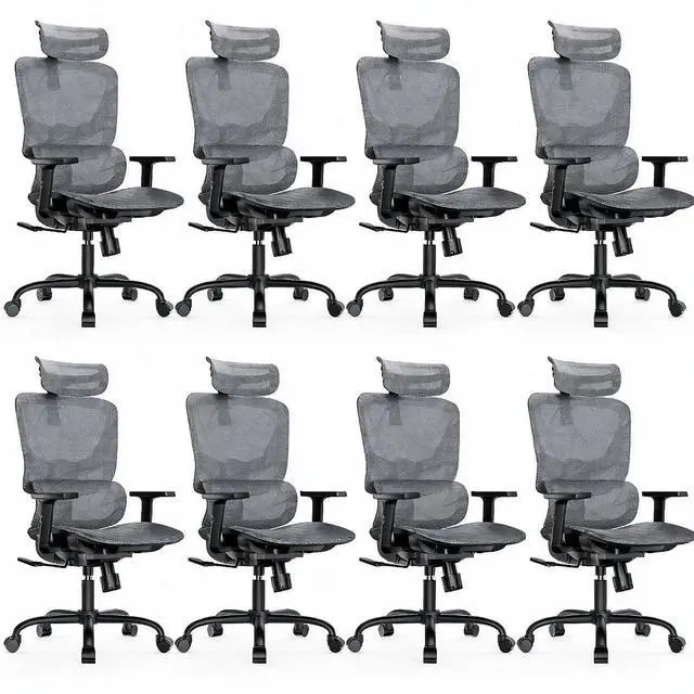 Main image of Ergonomic Mesh Office Chair with 5-Level Lumbar Support, Computer Gaming Chair with Adjustable Headrest & Armrests, Rocking Tilt, Comfortable High Back Desk Chair for Home Office,8 Pack