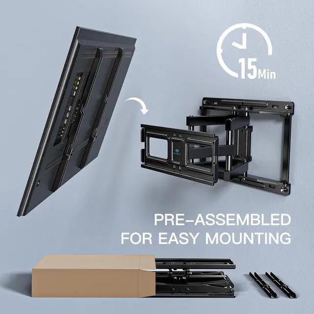 Alt view image 5 of 7 - Full Motion Articulating TV Wall Mount Bracket for 26-55in TVs up to 70lbs & PSMFK9 TV Wall Mount Full Motion for 32-65 Inch Flat Curved Screen TVs