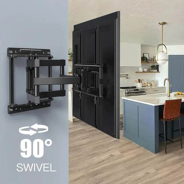 Alt view image 6 of 7 - Full Motion TV Wall Mount for Most 32-65 inch TVs up to 99 lbs, TV Mount with Dual Articulating Arms Tilt Swivel Extension Leveling, Max VESA 400x400mm, Fits 12"/16" Wood Studs, PSMFK9