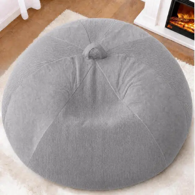 Alt view image 3 of 7 - 6FT Bean Bag Chair Teardrop Bean Bag Chairs for Adults beanbag with Memory Foam Filled with Dual-Tone Unique Combination Corduroy & Luxury Distressed Velvet Washable Cover,Velvet Light Grey