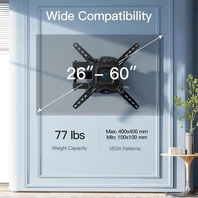 Alt view image 3 of 7 - UL Listed TV Wall Mount for 26-60 inch TVs up to 77lbs VESA 400x400mm PSMFK12, Fixed TV Wall Mount for Most 26-60 inch TVs up to 115lb VESA 400x400mm PSML1