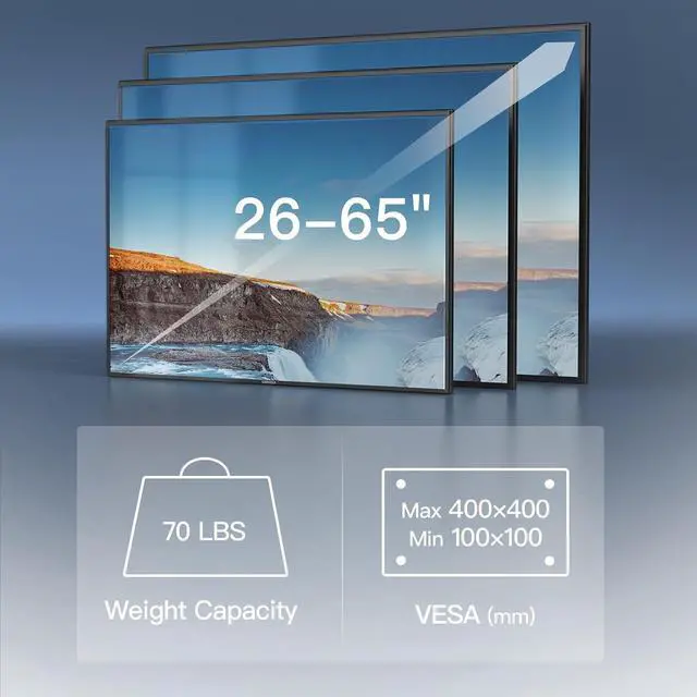 Alt view image 2 of 7 - Corner TV Wall Mount for 26-65 inch TVs up to 70 lbs, Full Motion TV Wall Mount Bracket with Swivel, Tilt, Level, Wall Mount with Single Articulating Arm, Max VESA 400x400mm, PSMFK7