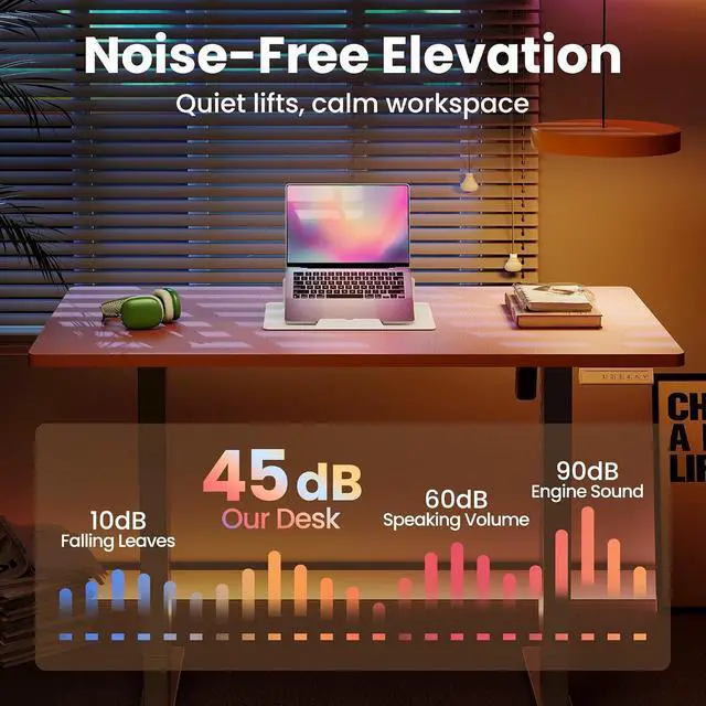 Alt view image 6 of 7 - Electric Standing Desk, 55" x 28" Height Adjustable Desk, 4 Memory Height Settings, Sit to Stand Up Desk for Home Office, with Headphone Hook, Cable Manager, Pink