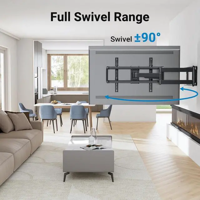 Alt view image 3 of 7 - Long Arm TV Wall Mount Full Motion for 37-75 inch TVs, Corner TV Mount Bracket with 27.36-inch Articulating Long Extension Arm, Swivel&Tilt, Max VESA 600x400mm up to 110lbs, 16" Wood Stud