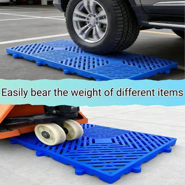 Alt view image 3 of 6 - 6ps Rhombic Plastic Pallet, Breathable Grid Ventilation Pallet for Free Splicing, 23.6x11.8x1.18 in- Lightweight Floor Pallet Load-Bearing up to 4500lb, Applicable to Garage, KitchenSupermarket...