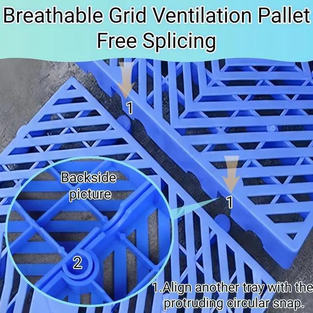 Alt view image 5 of 6 - 6ps Rhombic Plastic Pallet, Breathable Grid Ventilation Pallet for Free Splicing, 23.6x11.8x1.18 in- Lightweight Floor Pallet Load-Bearing up to 4500lb, Applicable to Garage, KitchenSupermarket...