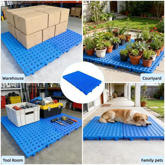 Alt view image 3 of 5 - 6ps Round Plastic Pallets for Basement Storage, 23.6x11.8x1.18 in- Breathable Ventilation Pallet, Floor Pallet, Applicable to Garage, KitchenStorage Rooms,Supermarket for Plastic Pallets