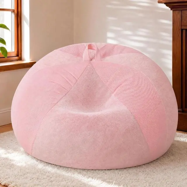 Alt view image 3 of 7 - 6FT Bean Bag Chair Teardrop Bean Bag Chairs for Adults beanbag with Memory Foam Filled with Dual-Tone Unique Combination Corduroy & Luxury Distressed Velvet Washable Cover,Corduroy Pink