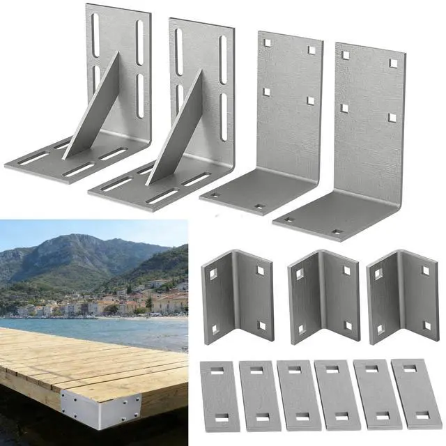 Main image of Heavy Duty Galvanized Dock Hardware Kit, 90° Corner Boat Dock Steel Hardware Kits for Stabilizing Frame Heavy Duty L-Shaped Outside Inside Corner for Stationary/Floating Dock Backer Plate