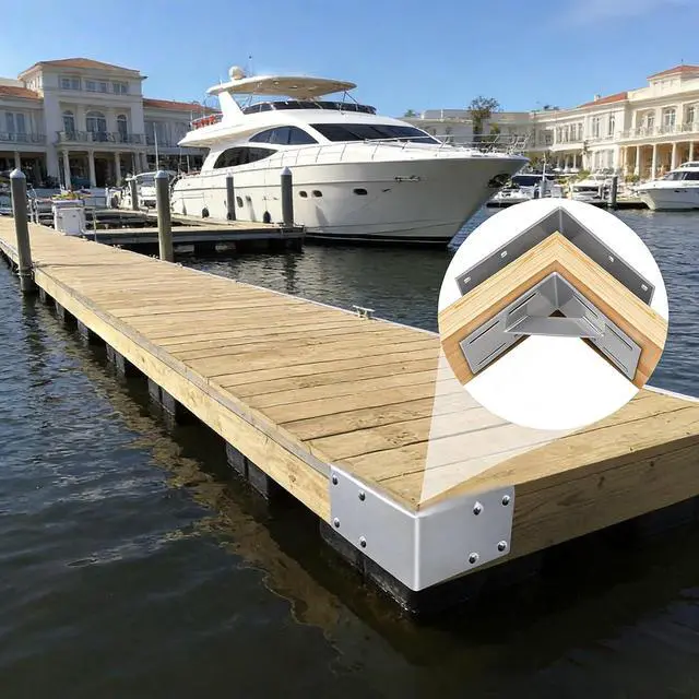Alt view image 2 of 6 - Heavy Duty Galvanized Dock Hardware Kit, 90° Corner Boat Dock Steel Hardware Kits for Stabilizing Frame Heavy Duty L-Shaped Outside Inside Corner for Stationary/Floating Dock Backer Plate