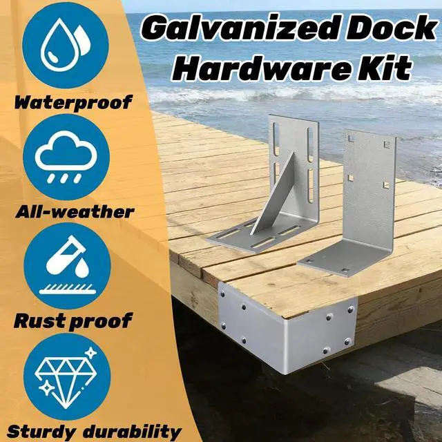 Alt view image 3 of 6 - Heavy Duty Galvanized Dock Hardware Kit, 90° Corner Boat Dock Steel Hardware Kits for Stabilizing Frame Heavy Duty L-Shaped Outside Inside Corner for Stationary/Floating Dock Backer Plate
